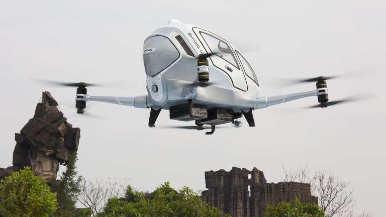 Watch the Ehang 184 Passenger Drone Successfully Taxi Someone Around